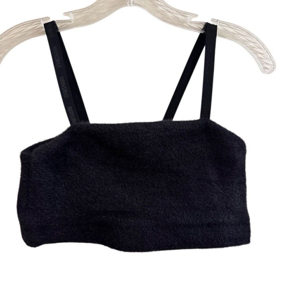 Gymshark x Whitney Simmons Eyelash Knit Bandeau Top Black Crop Top Size Medium